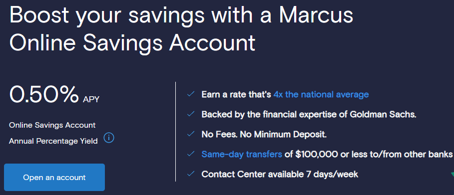 Marcus Savings Account Interest Rates